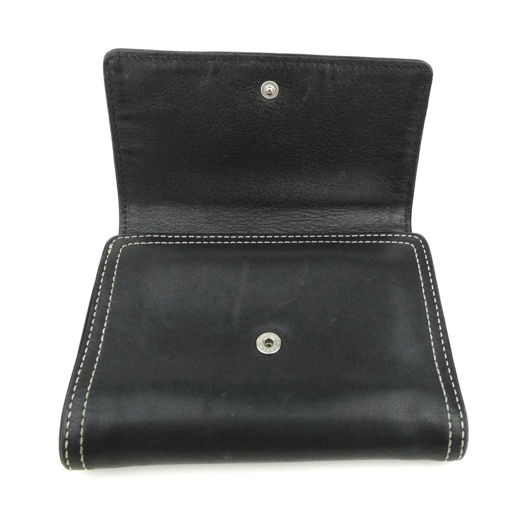 Coach Black Leather Medium Trifold Wallet